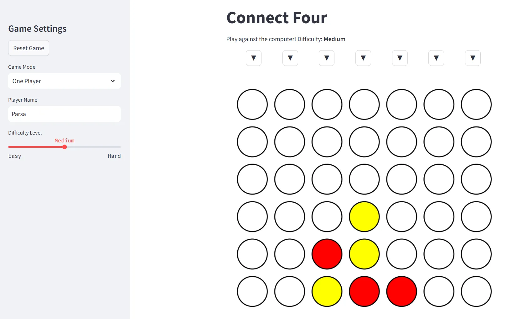 Connect Four with AI Opponent